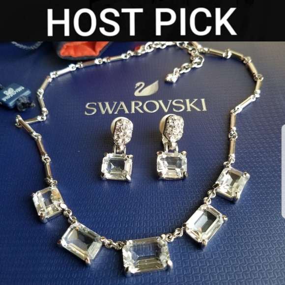 Swarovski Jewelry - AUTHENTIC Swarovski Emerald-cut Crystal Necklace & Earrings SET Vintage